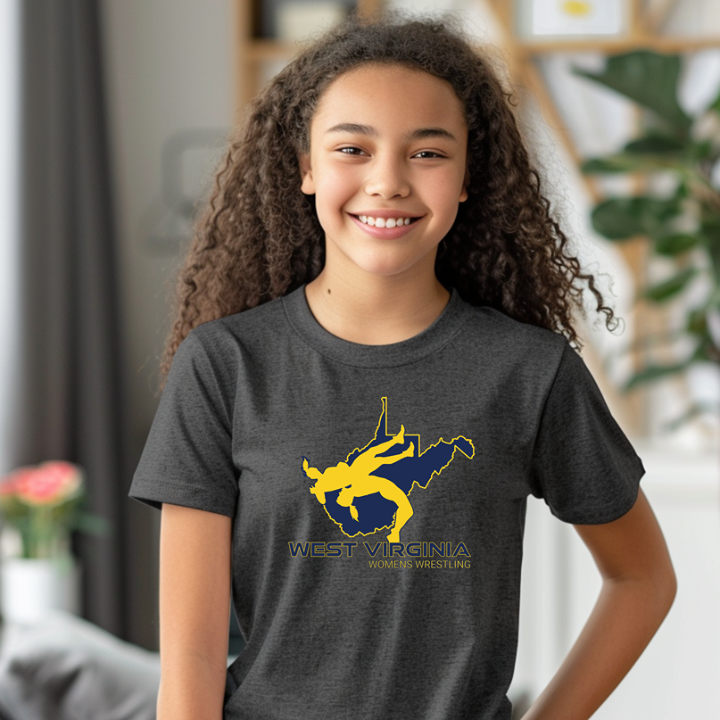 West Virginia Girls Wrestling Junior High School Female Wrestler Team Youth Freestyle Wrestling T-Shirt Kids Wrestler Tee
