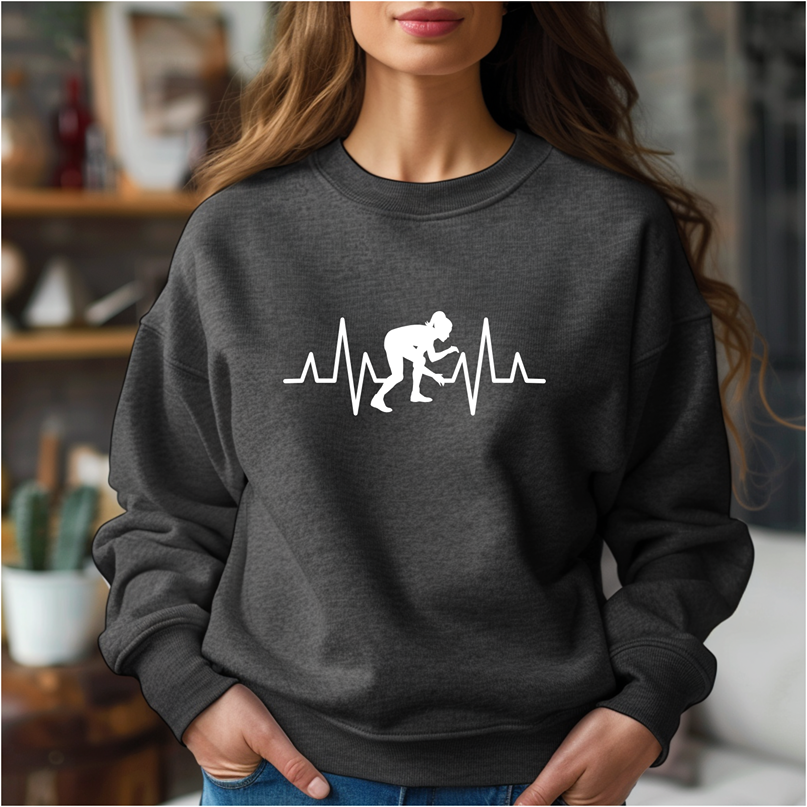 Girls Wrestling EKG Heartbeat Female Wrestler Warm Cozy Comfortable Unisex Crewneck Sweatshirt