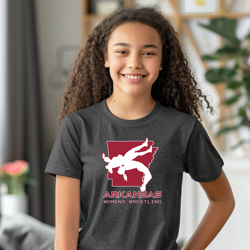 Arkansas Women Wrestling Junior High School Girls Wrestler Team Youth Freestyle Wrestling T-Shirt Kids Wrestler Tee