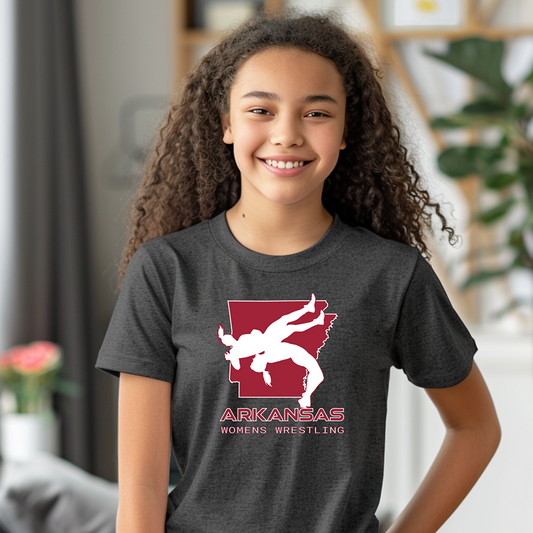 Arkansas Women Wrestling Junior High School Girls Wrestler Team Youth Freestyle Wrestling T-Shirt Kids Wrestler Tee