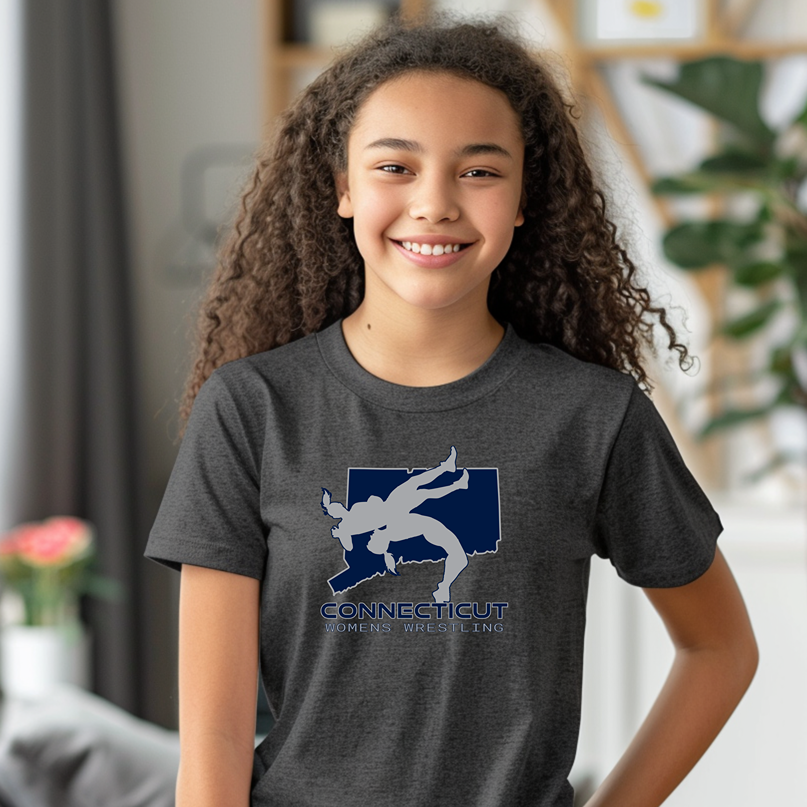 Connecticut Girls Wrestling Junior High School Wrestler Team Youth Freestyle Wrestling T-Shirt Kids Wrestler Tee