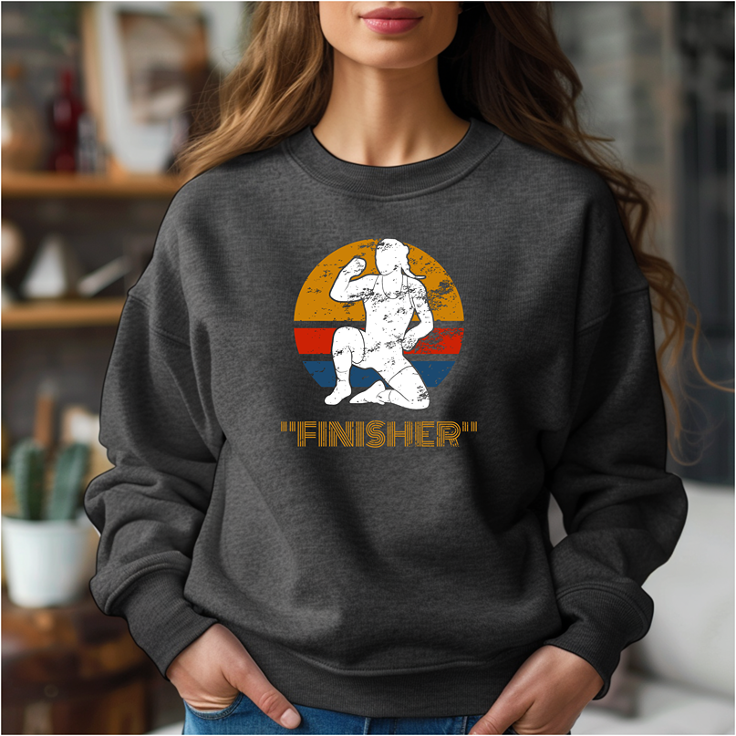 Retro Sunset Style Women Freestyle Wrestler Wrestling Mom Warm Cozy Comfortable Unisex Crewneck Sweatshirt