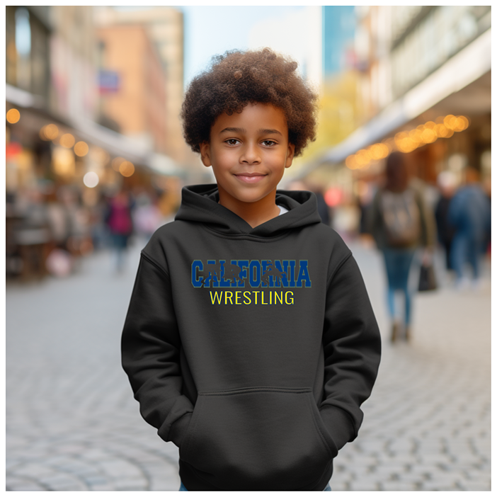 California Wrestling Wrestler Silhouette Californian Ca Gift Youth Hoodie Heavy Blend Hooded Sweatshirt
