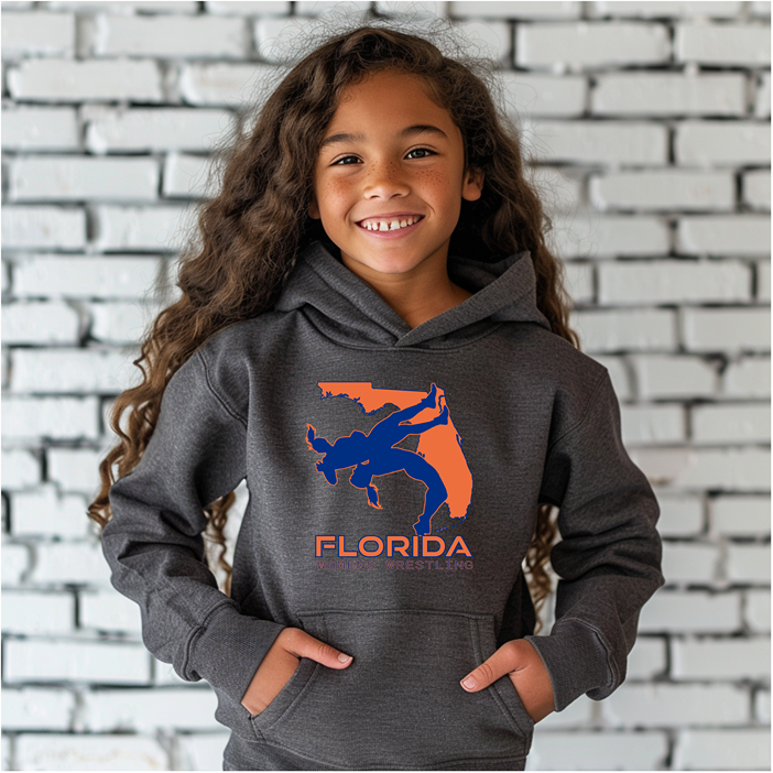 Florida Tween Wrestling Girls High School Wrestler Team Gift Youth Hoodie Heavy Blend Hooded Sweatshirt