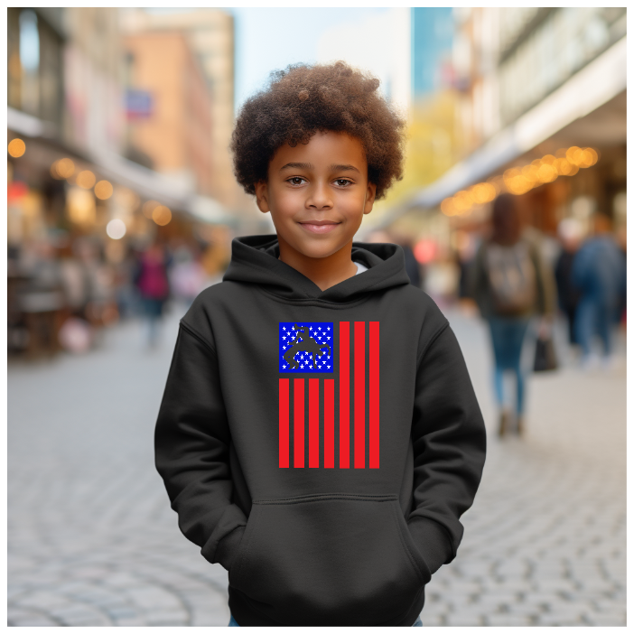 American Flag Wrestling Team Gift for a Wrestler Drill Coach Youth Hoodie Heavy Blend Hooded Sweatshirt