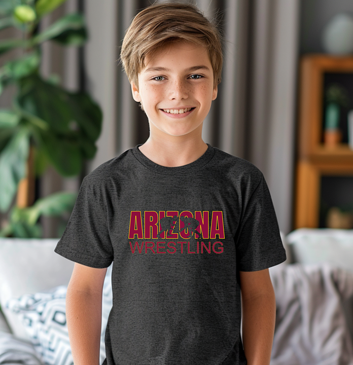 Arizona Wrestling Wrestler Team The Grand Canyon State Youth Freestyle Wrestling T-Shirt Kids Wrestler Tee