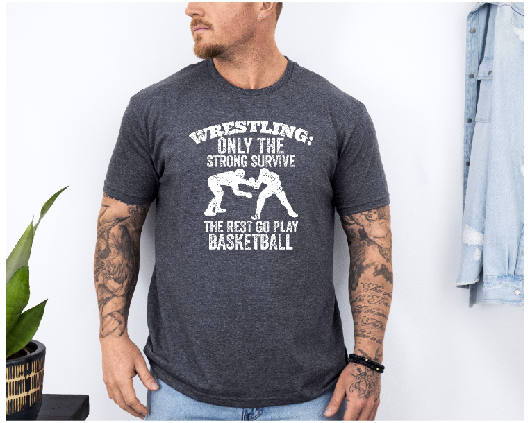 Only Strong Survive Wrestling Quote Unisex Softstyle Freestyle Wrestling T-Shirt Gender Neutral Tee