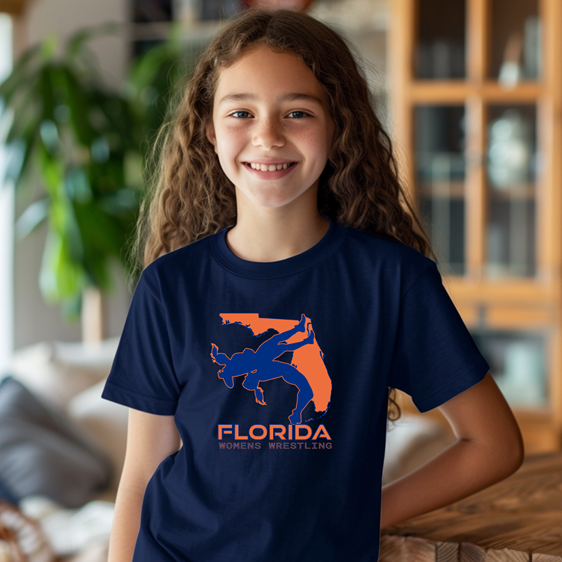 Florida Women Wrestling Girls Junior High School Wrestler Team Youth Freestyle Wrestling T-Shirt Kids Wrestler Tee