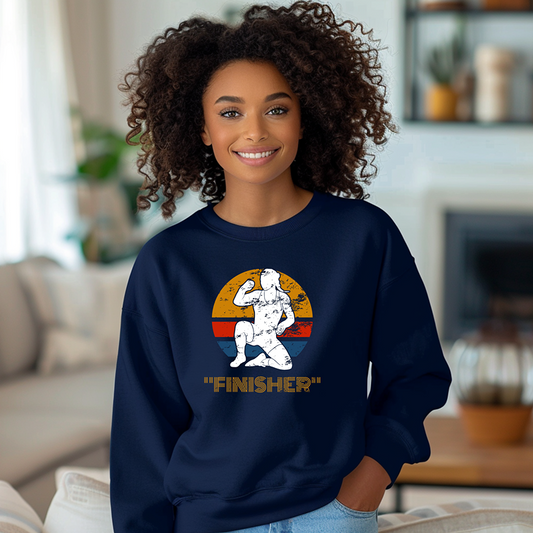 Retro Sunset Style Women Freestyle Wrestler Wrestling Mom Warm Cozy Comfortable Unisex Crewneck Sweatshirt