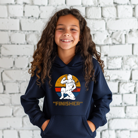 Retro Style Tween Wrestler Female Wrestle Girl Wrestling Youth Hoodie Heavy Blend Hooded Sweatshirt