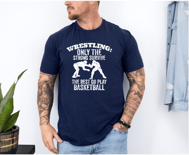 Only Strong Survive Wrestling Quote Unisex Softstyle Freestyle Wrestling T-Shirt Gender Neutral Tee