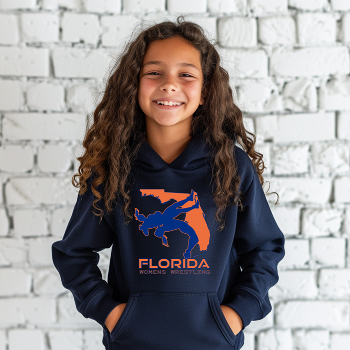 Florida Tween Wrestling Girls High School Wrestler Team Gift Youth Hoodie Heavy Blend Hooded Sweatshirt
