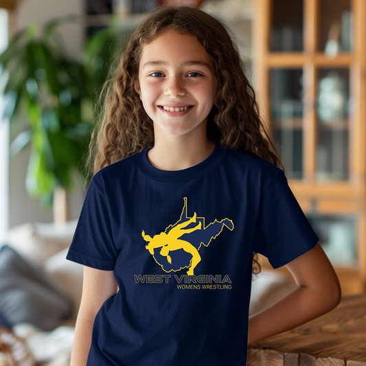 West Virginia Girls Wrestling Junior High School Female Wrestler Team Youth Freestyle Wrestling T-Shirt Kids Wrestler Tee