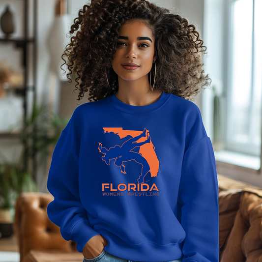 Florida Women Wrestling Girls High School Wrestler Team Warm Cozy Comfortable Unisex Crewneck Sweatshirt