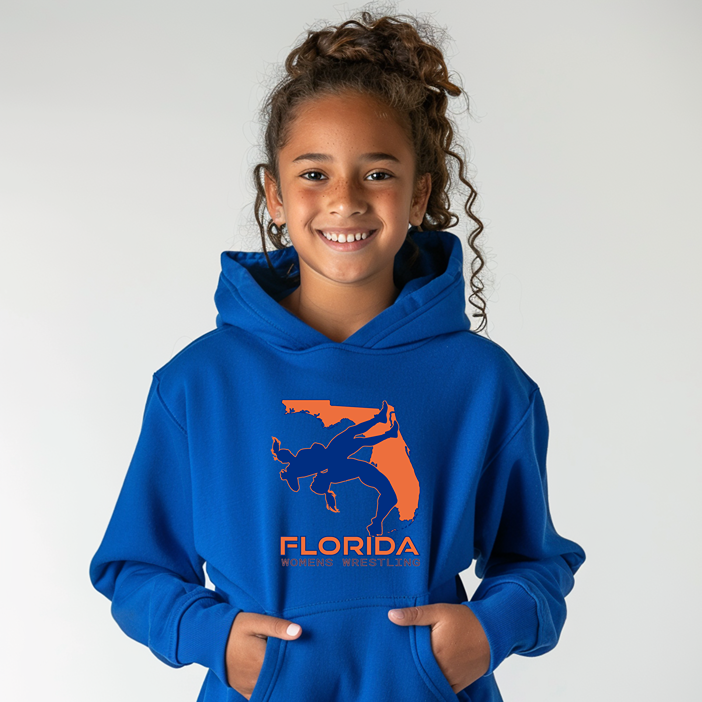 Florida Tween Wrestling Girls High School Wrestler Team Gift Youth Hoodie Heavy Blend Hooded Sweatshirt