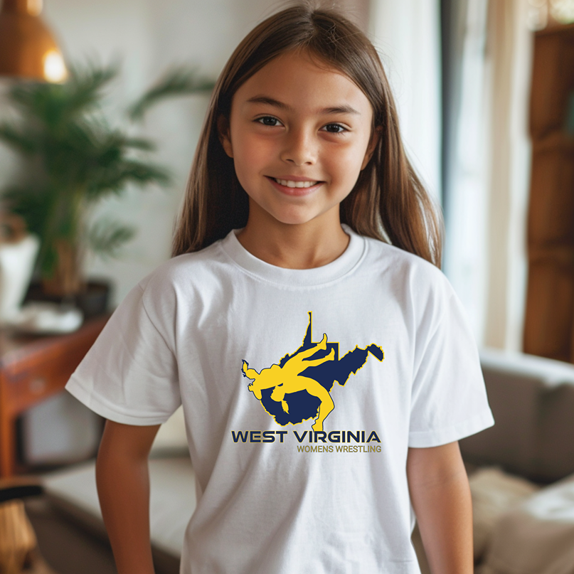 West Virginia Girls Wrestling Junior High School Female Wrestler Team Youth Freestyle Wrestling T-Shirt Kids Wrestler Tee