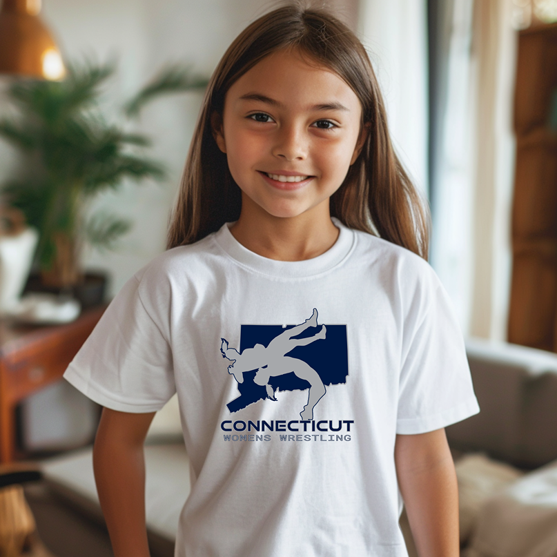 Connecticut Girls Wrestling Junior High School Wrestler Team Youth Freestyle Wrestling T-Shirt Kids Wrestler Tee