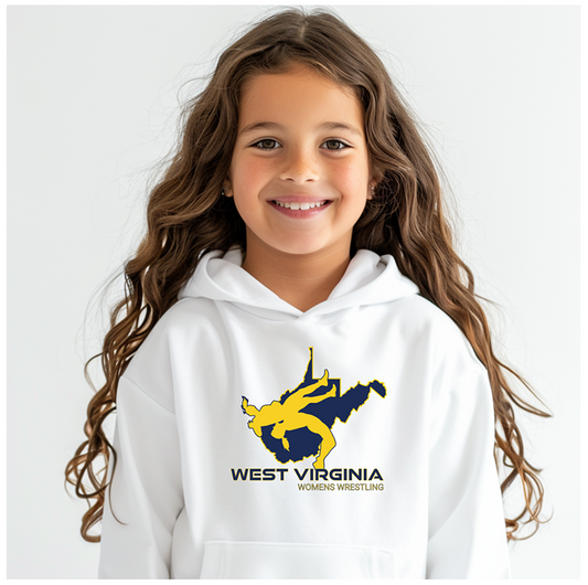 West Virginia Tween Wrestling High School Girl Wrestler Team Youth Hoodie Heavy Blend Hooded Sweatshirt