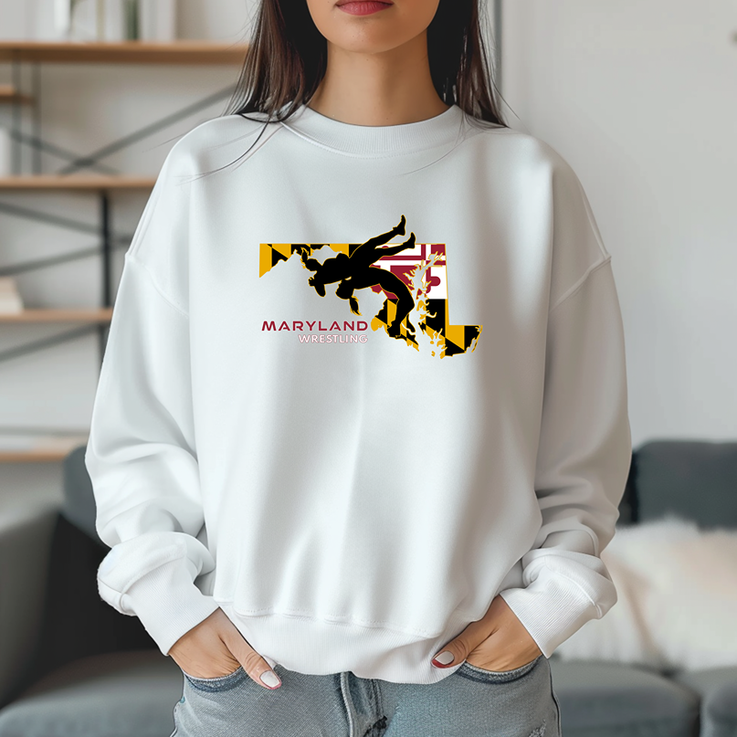 Maryland High School Girls Wrestling Marylander State Flag Warm Cozy Comfortable Unisex Crewneck Sweatshirt