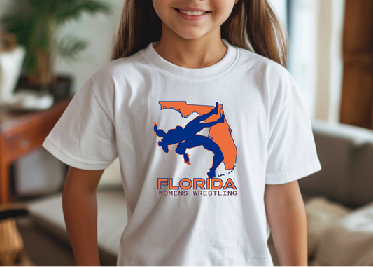 Florida Women Wrestling Girls Junior High School Wrestler Team Youth Freestyle Wrestling T-Shirt Kids Wrestler Tee