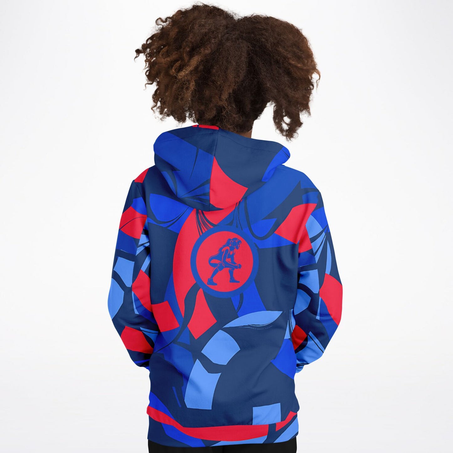 4Wrestlers Patriotic Red & Blue Youth Girls Wrestling Athletic Kids Hoodie - AOP