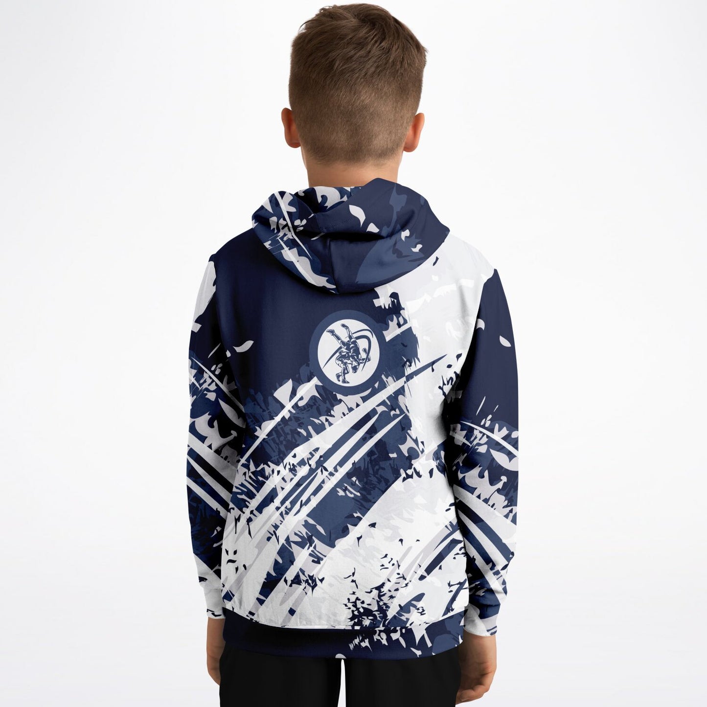 4Wrestlers Youth Wrestling Blue Splatter Athletic Kids Hoodie - AOP Sublimated