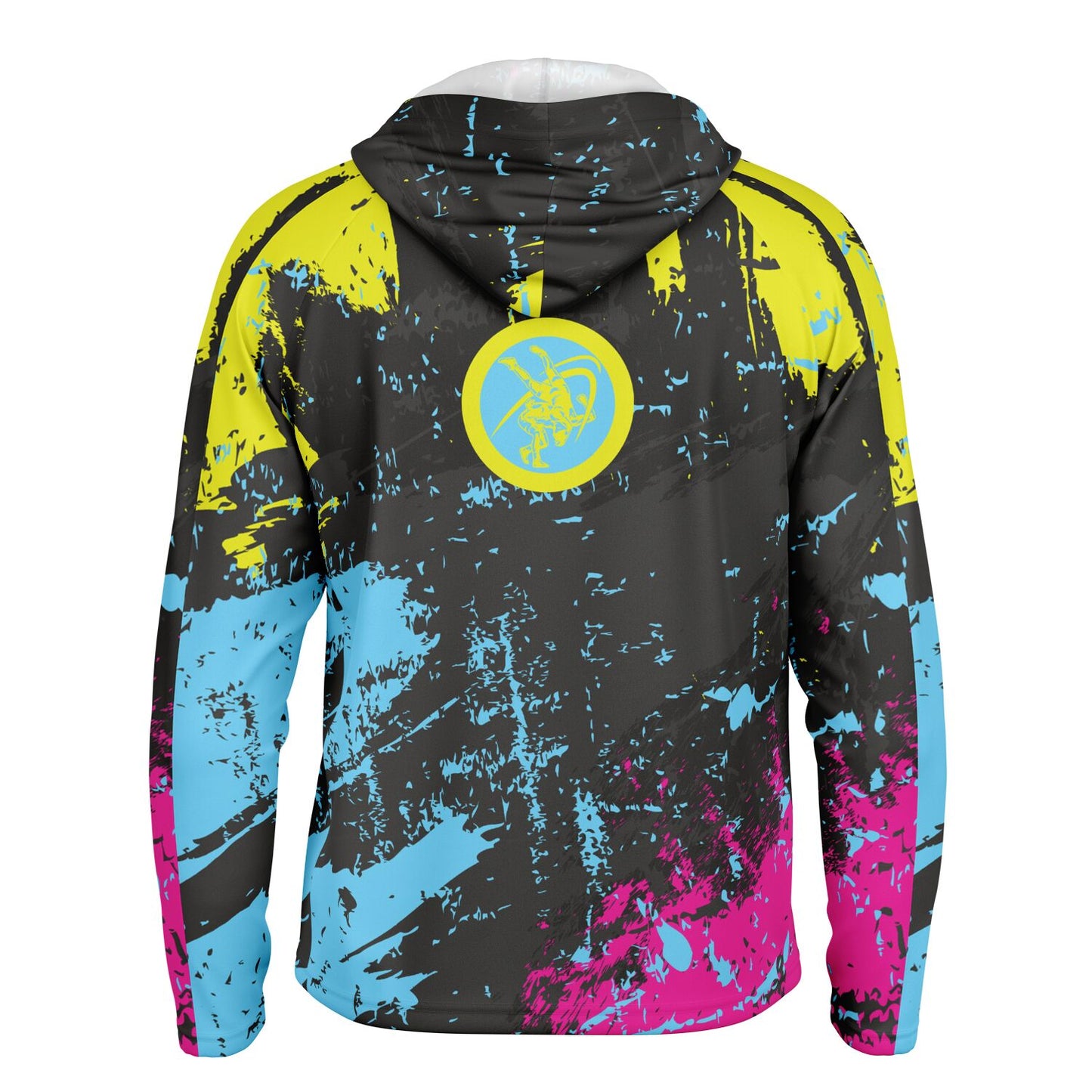 4Wrestlers Midnight Paint Splatter Men's Wrestling Long Sleeve Hooded Performance Shirt - AOP