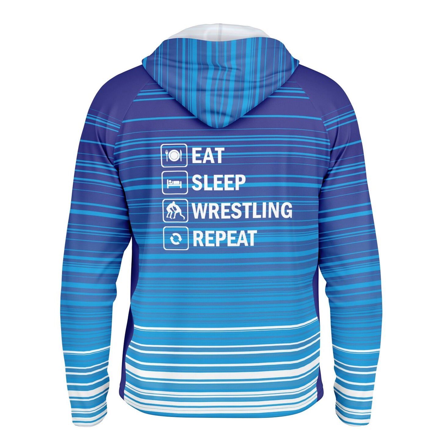 4Wrestlers 24-7 Wrestling Men's Long Sleeve Hooded Performance Shirt - AOP