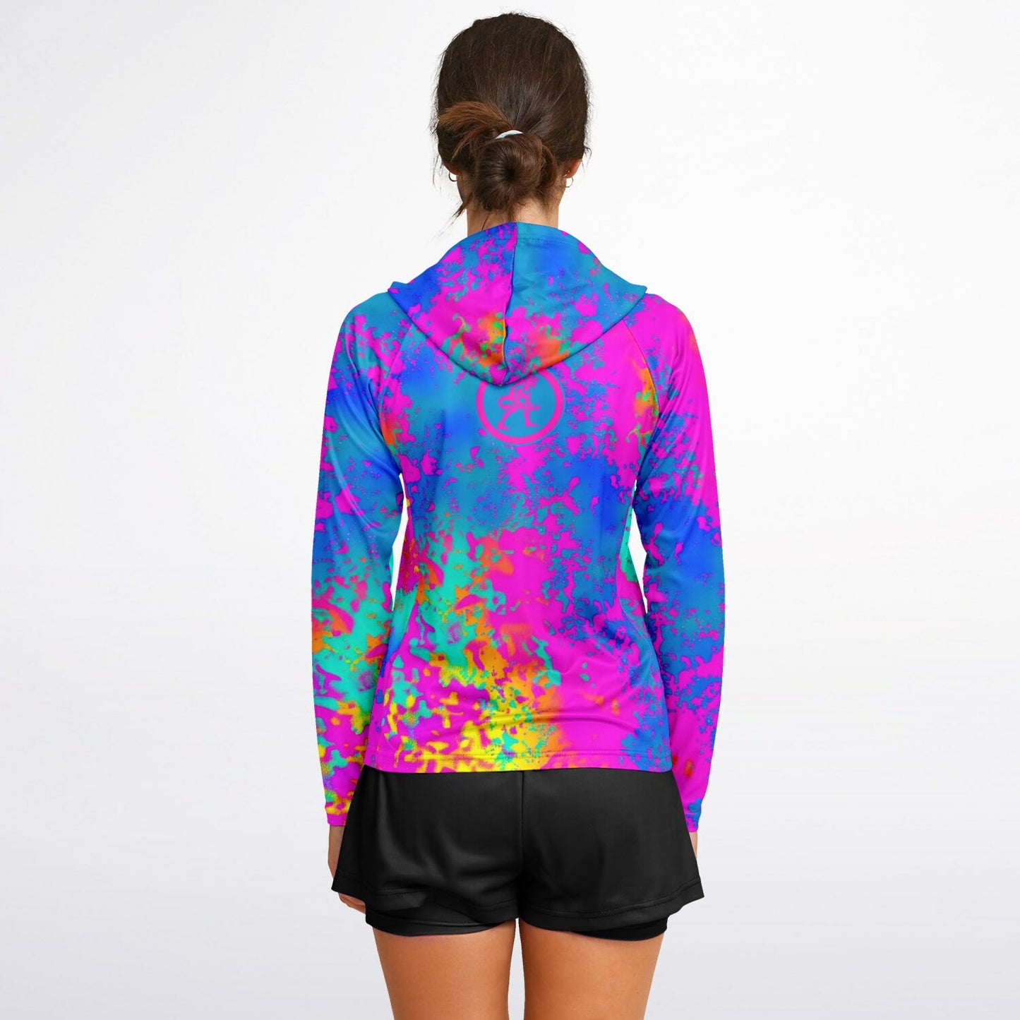 Women's Wrestling Psychedelic Thermal Heatmap Long Sleeve Hooded Performance Shirt - AOP