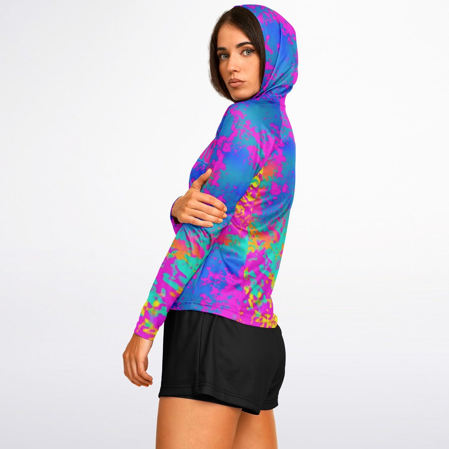 Women's Wrestling Psychedelic Thermal Heatmap Long Sleeve Hooded Performance Shirt - AOP