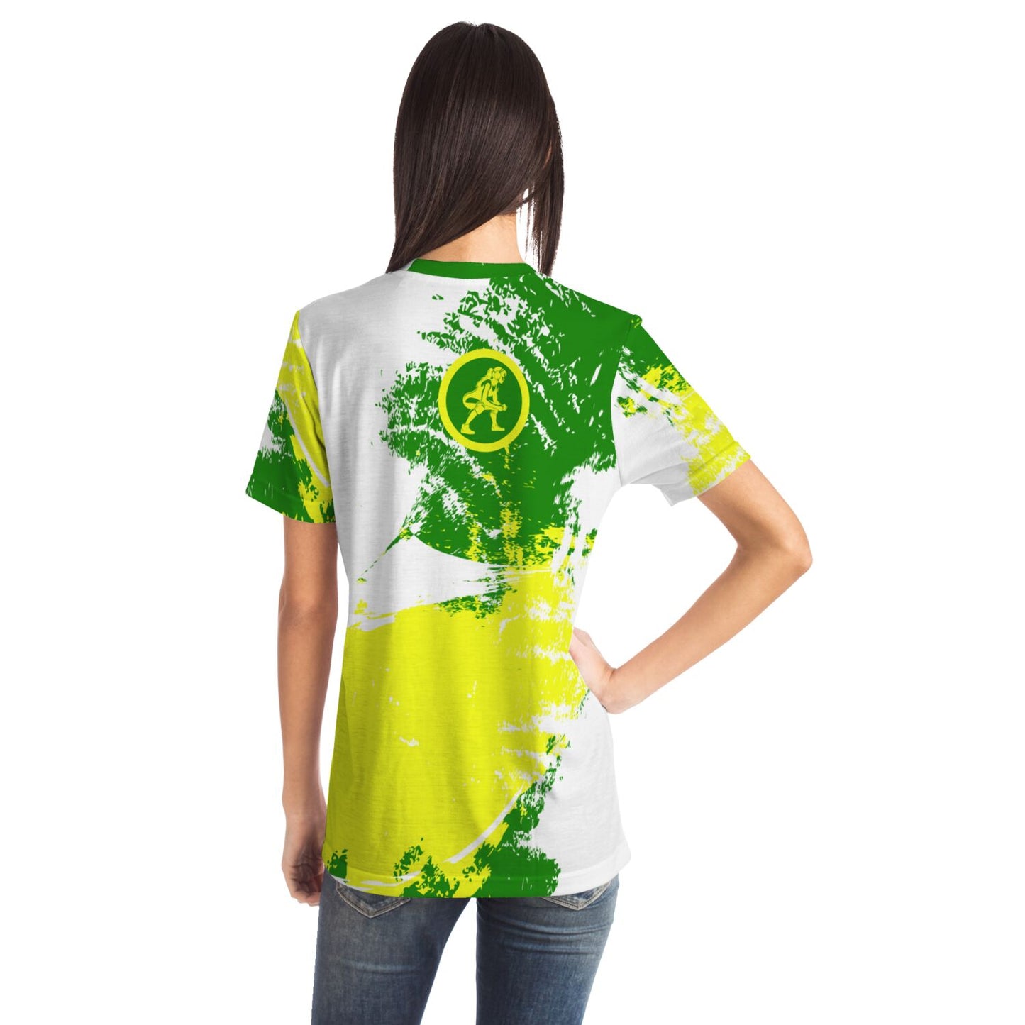 4Wrestlers Green Lime-Green Splatter Wormens Wrestling All Over Print T-shirt