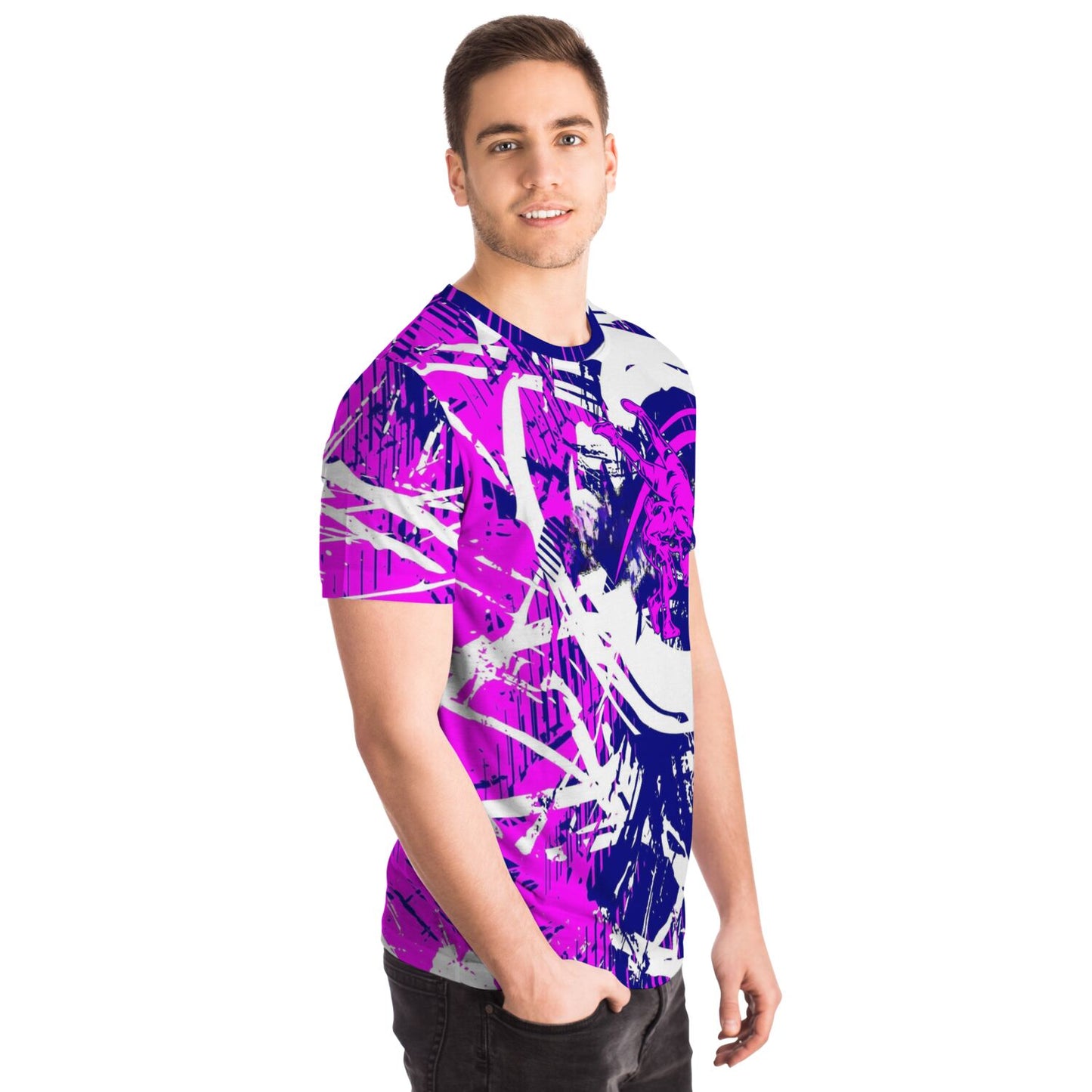4Wrestlers Purple and White Abstract All Over Print Premium T-shirt