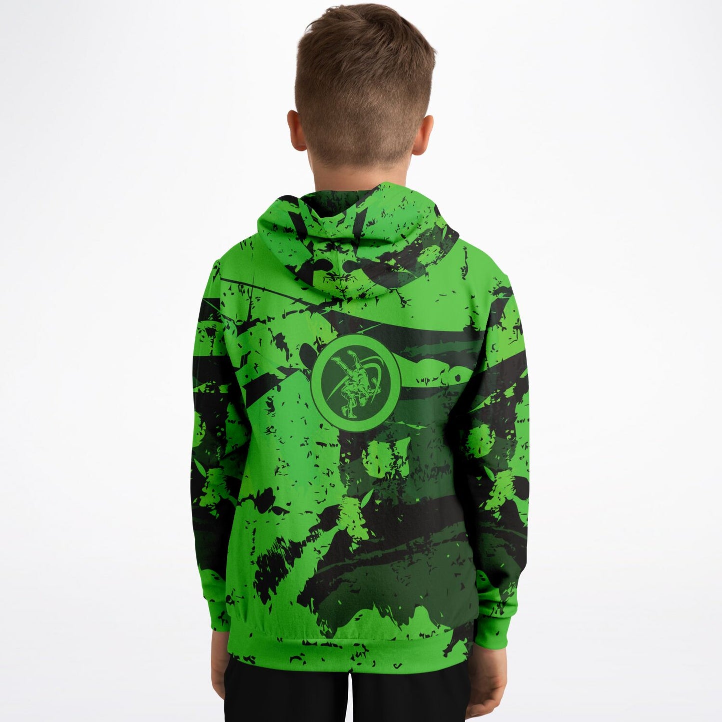 4Wrestlers Green Pins Equals Wins Youth Wrestling Athletic Kids Hoodie - AOP