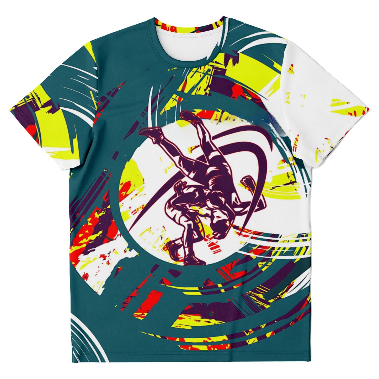 4Wrestlers Green and Purple Abstract All Over Print Premium T-shirt