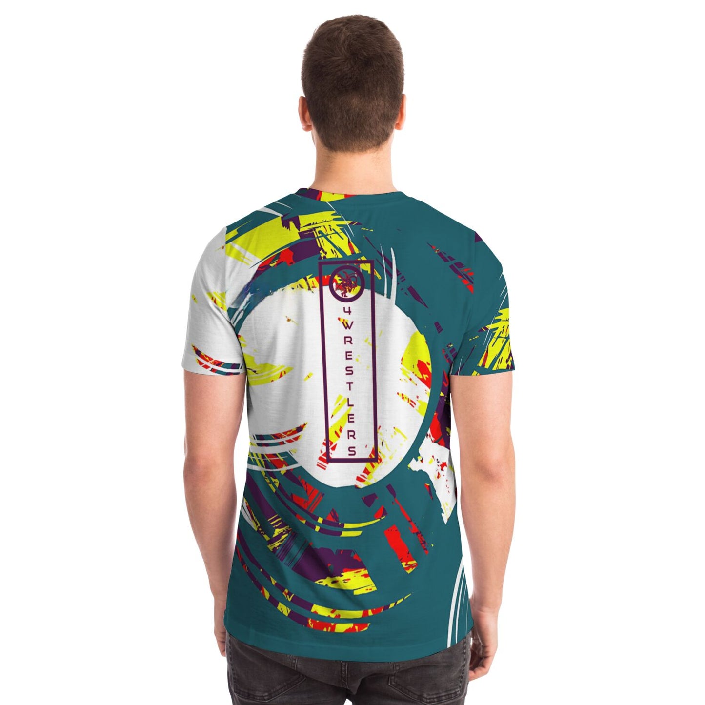 4Wrestlers Green and Purple Abstract All Over Print Premium T-shirt