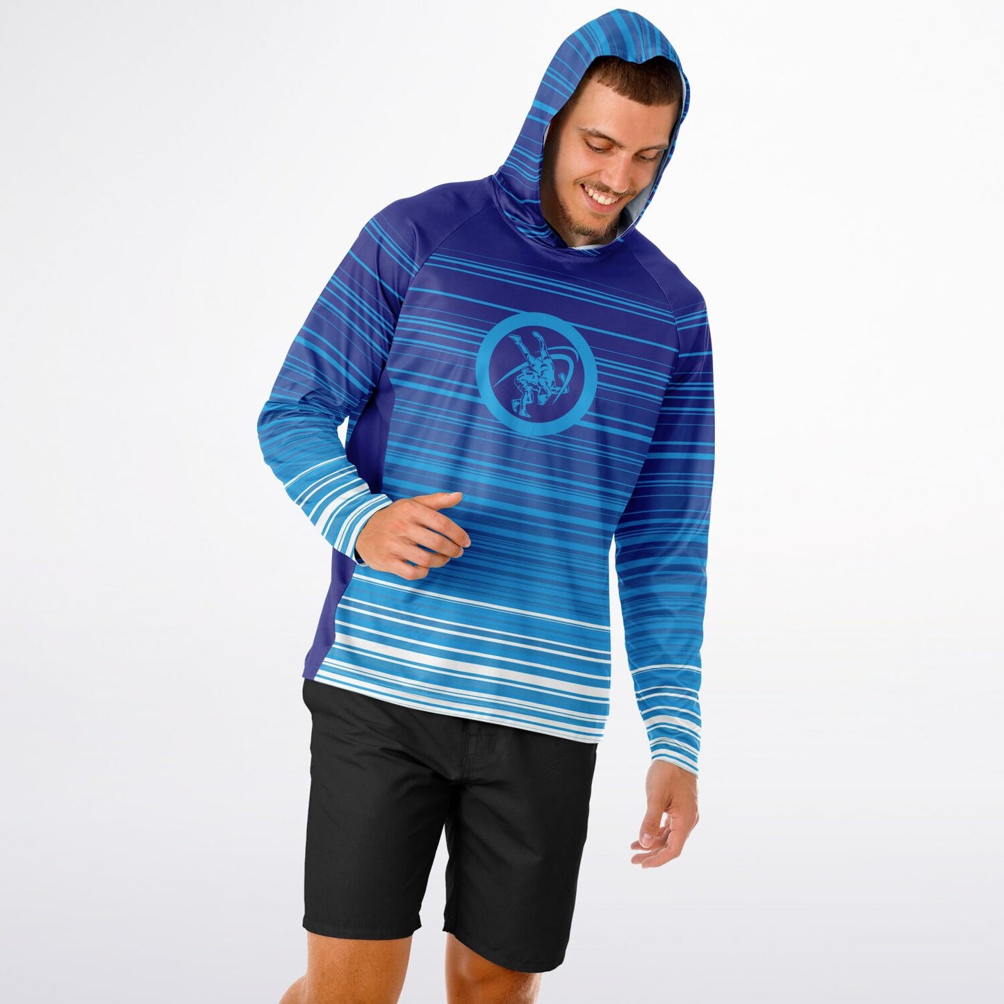 4Wrestlers 24-7 Wrestling Men's Long Sleeve Hooded Performance Shirt - AOP
