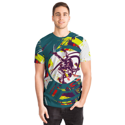 4Wrestlers Green and Purple Abstract All Over Print Premium T-shirt