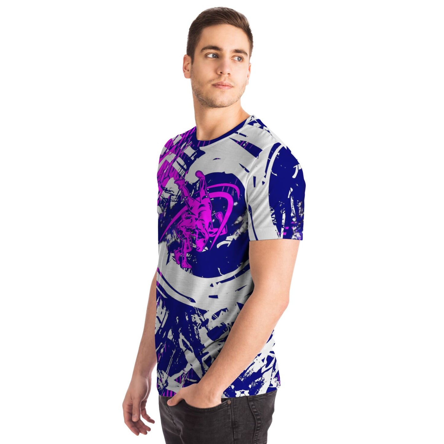 4Wrestlers Purple and White Abstract All Over Print Premium T-shirt