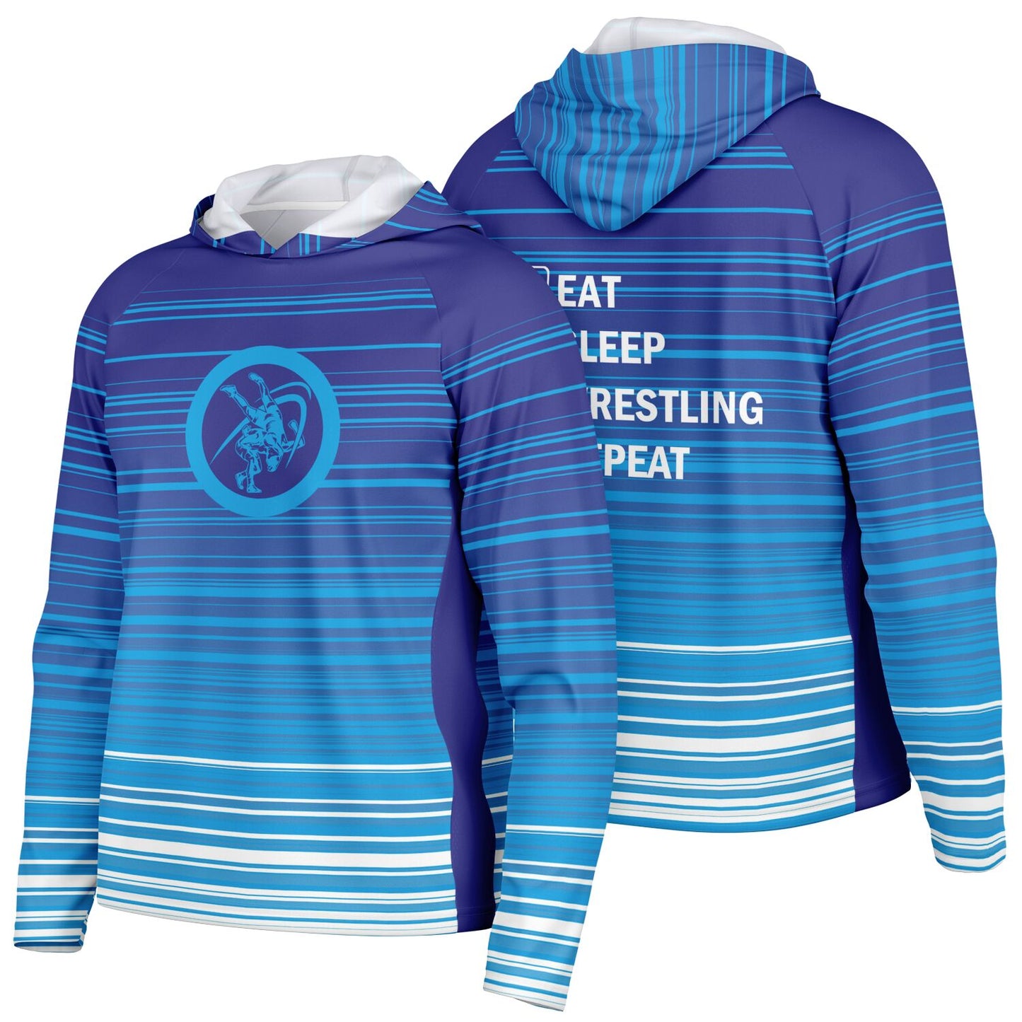 4Wrestlers 24-7 Wrestling Men's Long Sleeve Hooded Performance Shirt - AOP