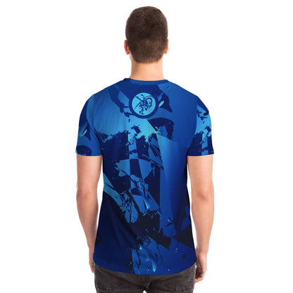Mens Wrestling Abstract Blue Wrestler Sublimated T-shirt