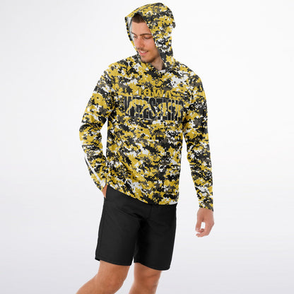 State of Iowa Wrestling Men's Long Sleeve Hooded Performance Shirt - AOP Pixel Camo