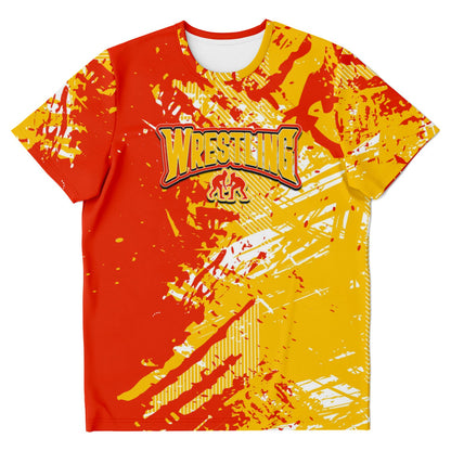 4Wrestlers Orange Peel Abstract Womens Wrestling All Over Print T-shirt