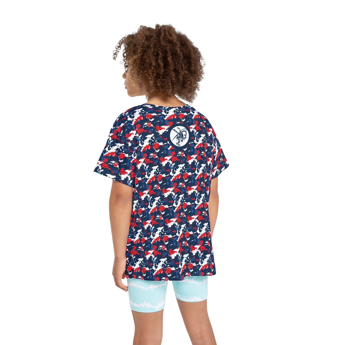 Kids Wrestling Sports Jersey - Red, White & Blue Camouflage Tee