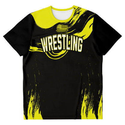 Wrestling Black and Neon Green Abstract All Over Print Premium T-shirt