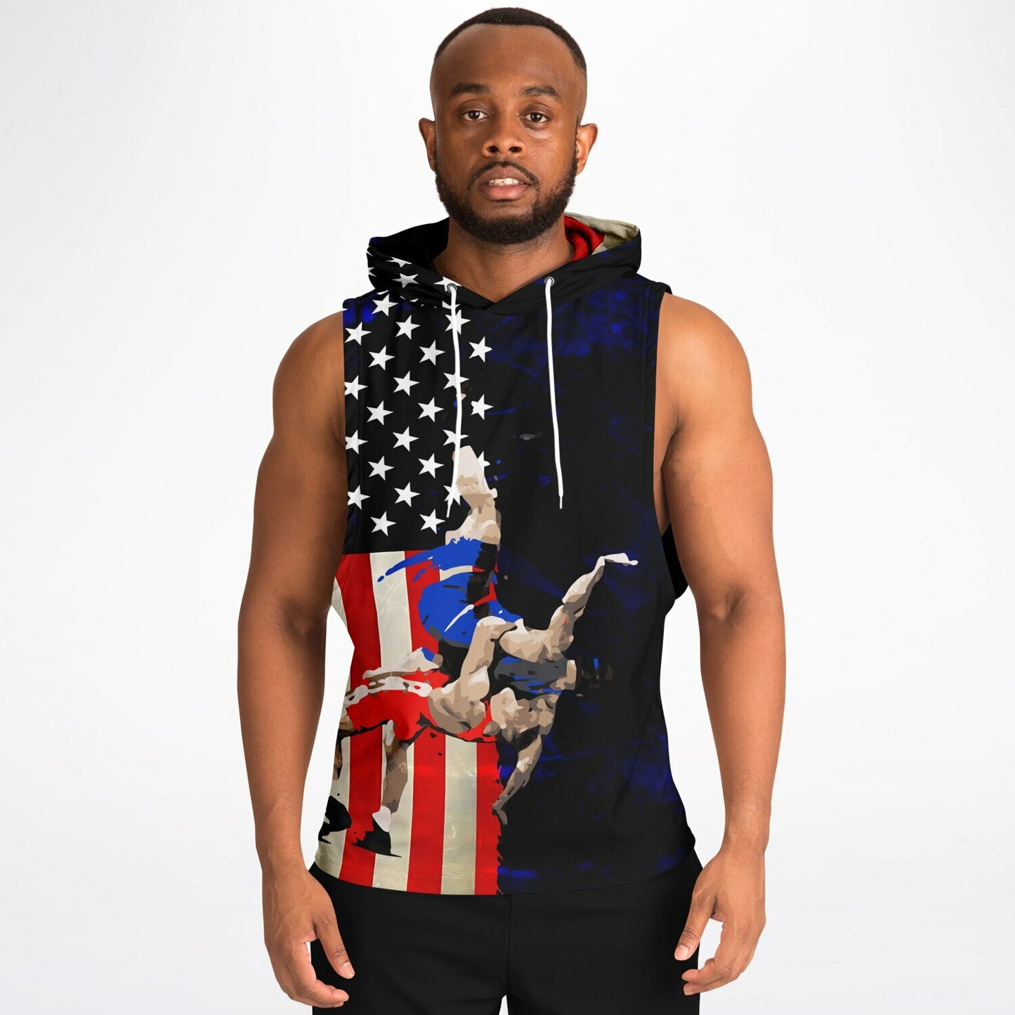 American Flag Wrestling Sleeveless Hoodie