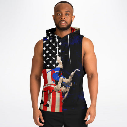 American Flag Wrestling Sleeveless Hoodie