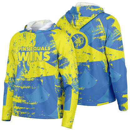 4Wrestlers Pins Equals Wins Men's Wrestling Long Sleeve Hooded Performance Shirt - AOP