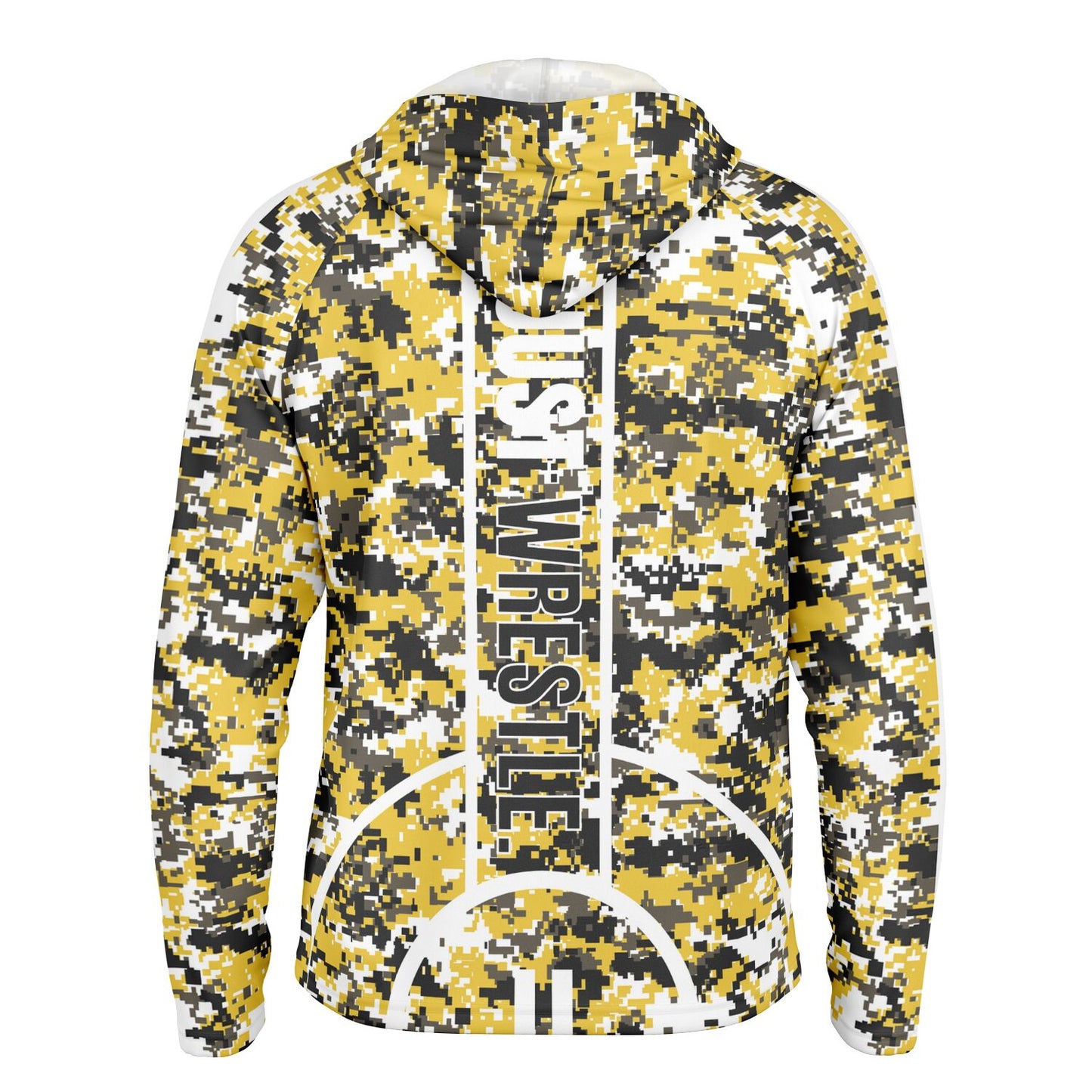 State of Iowa Wrestling Men's Long Sleeve Hooded Performance Shirt - AOP Pixel Camo