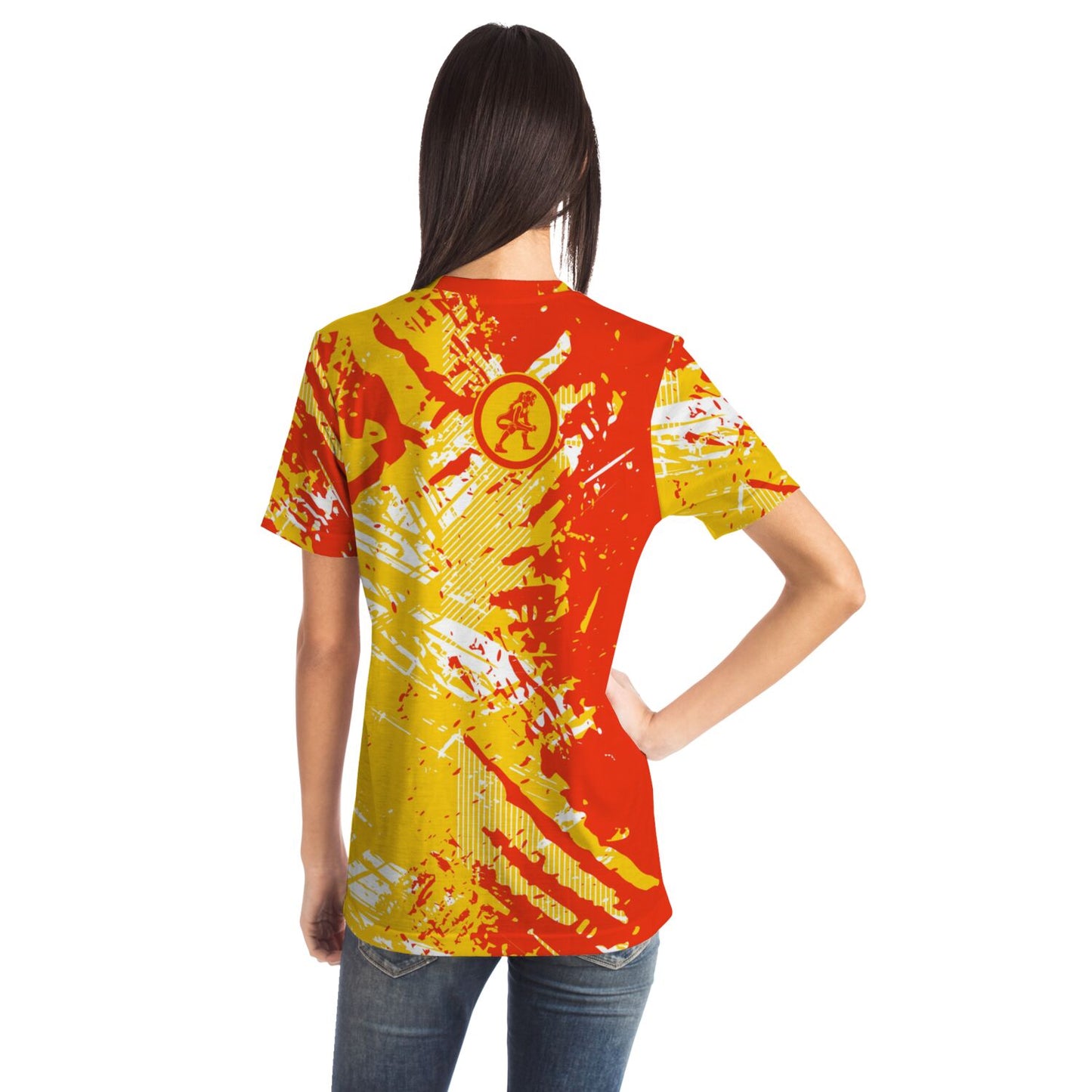 4Wrestlers Orange Peel Abstract Womens Wrestling All Over Print T-shirt