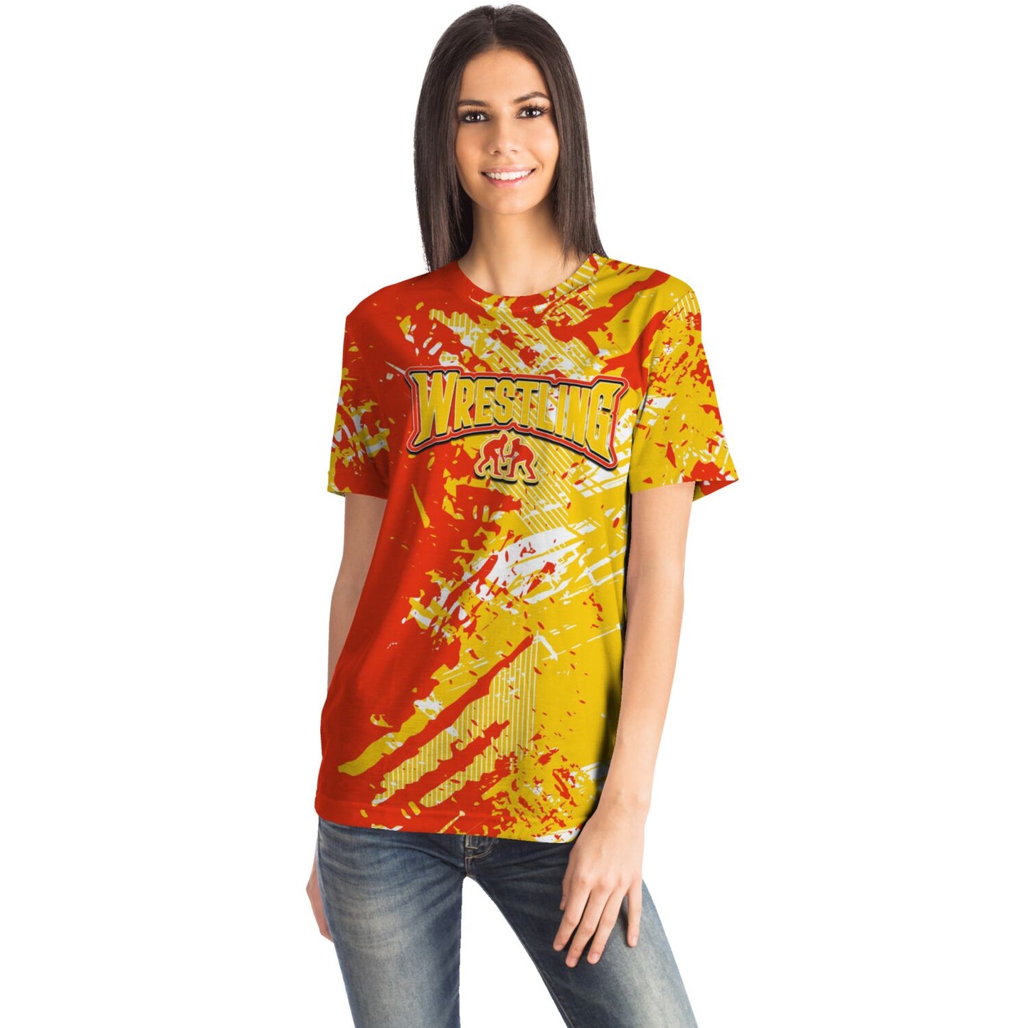 4Wrestlers Orange Peel Abstract Womens Wrestling All Over Print T-shirt